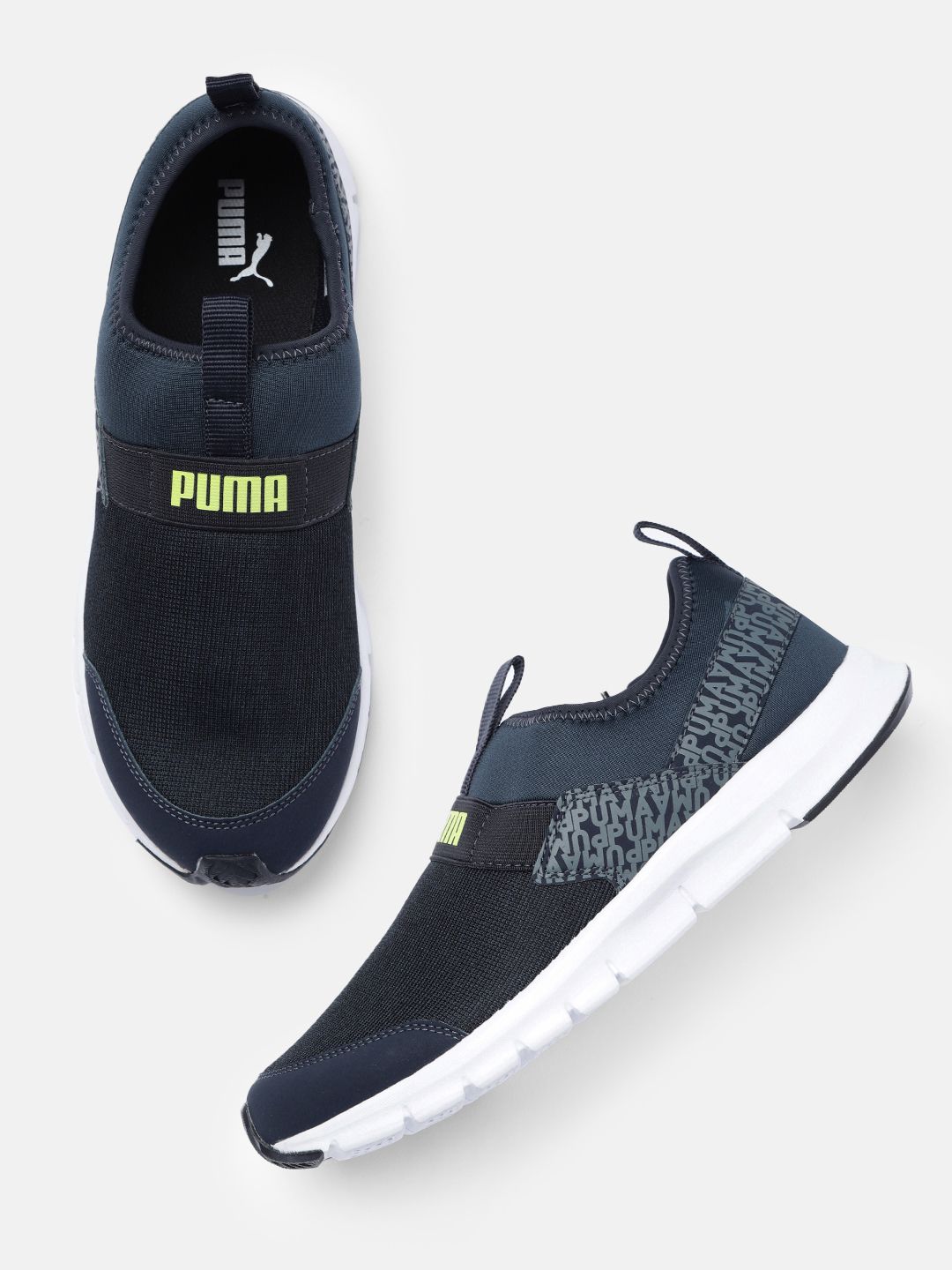 Puma Men Blue Knit Slip-On Sneakers