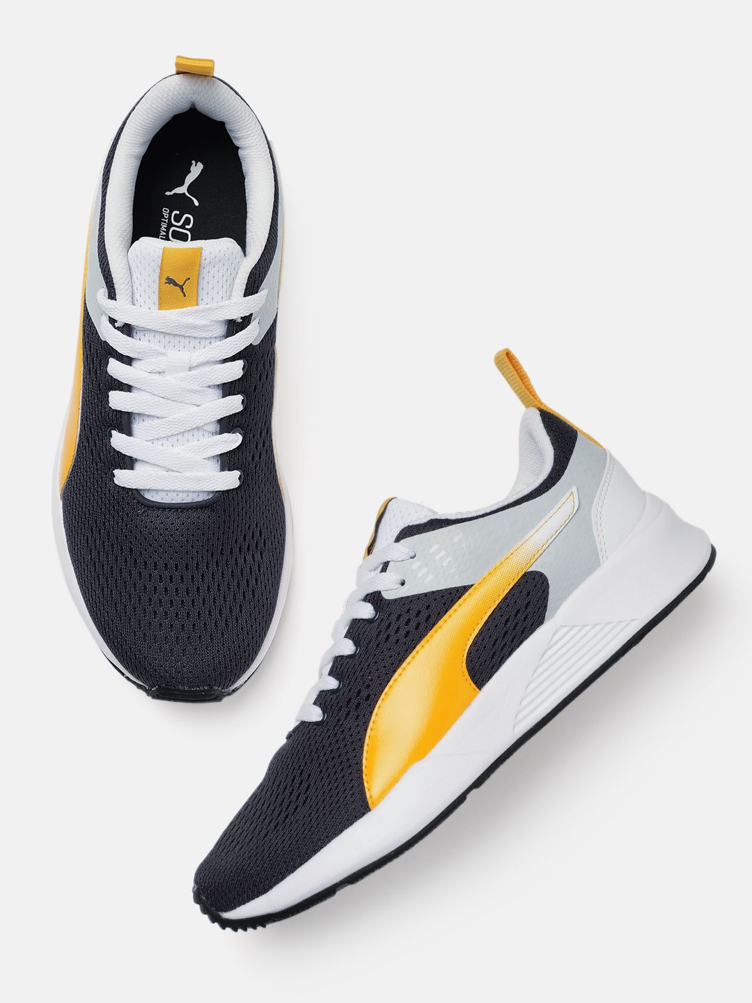 Puma Unisex Black & Yellow Colourblocked Pacer Plus V2 Sneakers Price in India