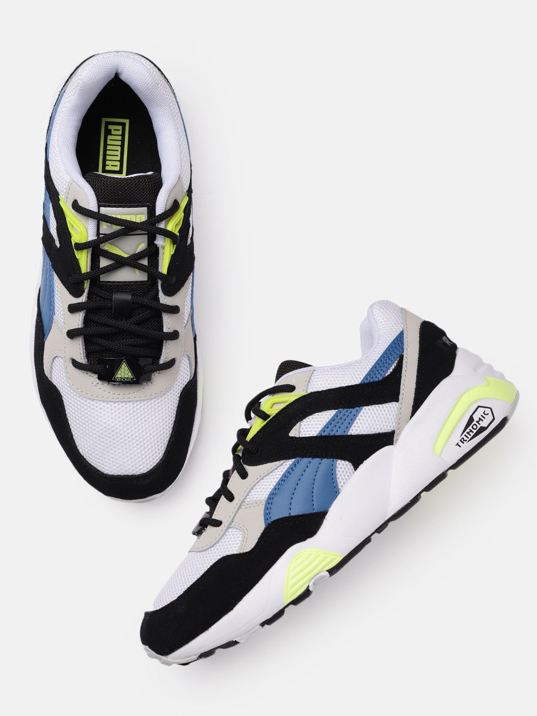 Puma Unisex White & Black Colourblocked R698 Classic Trinomic Regular Sneakers Price in India