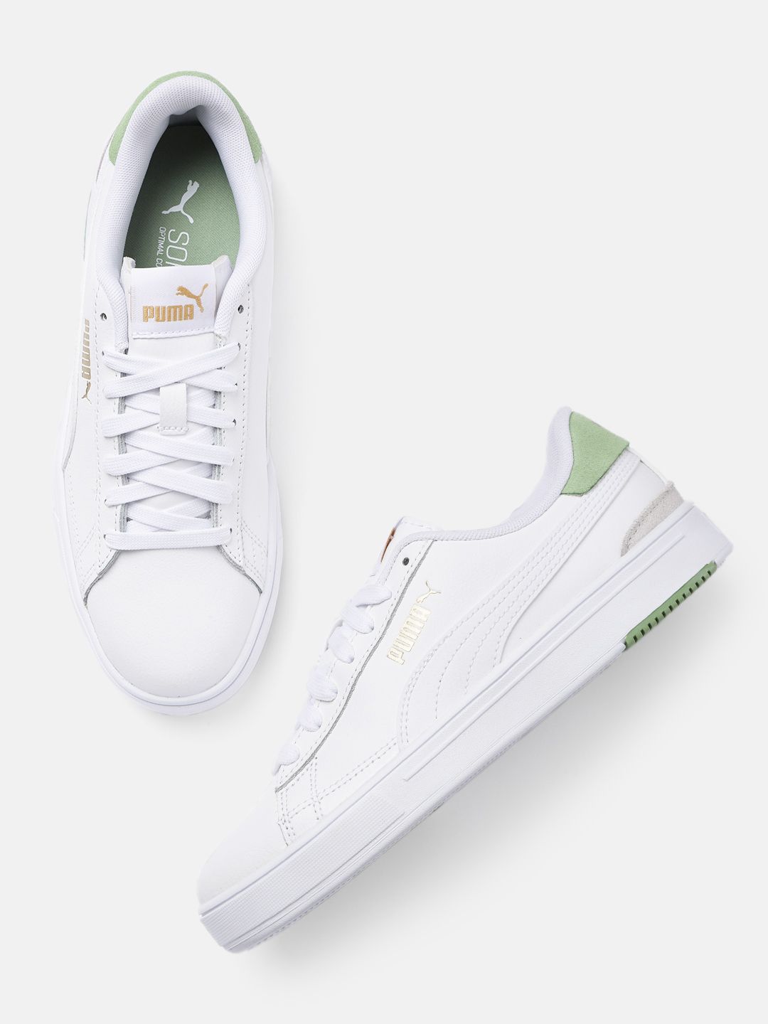 Puma Unisex White Solid Leather Regular Serve Pro Casual Sneakers Price in India