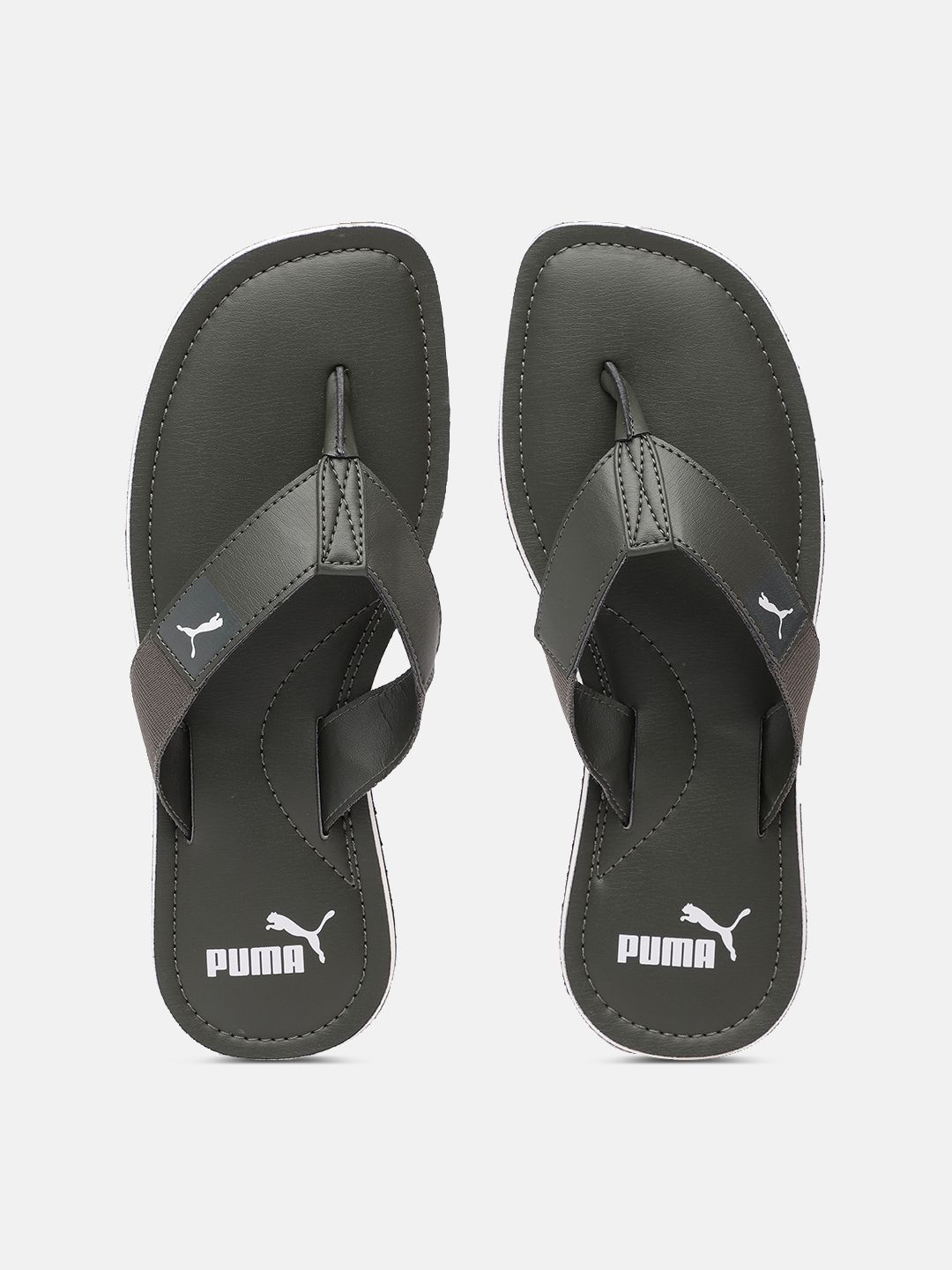 Puma Men Olive Green Solid Thong Flip-Flops