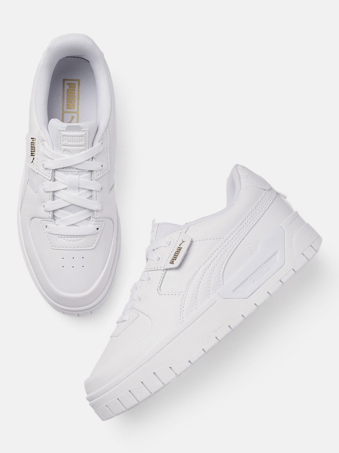 Puma Women White Cali Dream Perforations Leather Sneakers Price in India