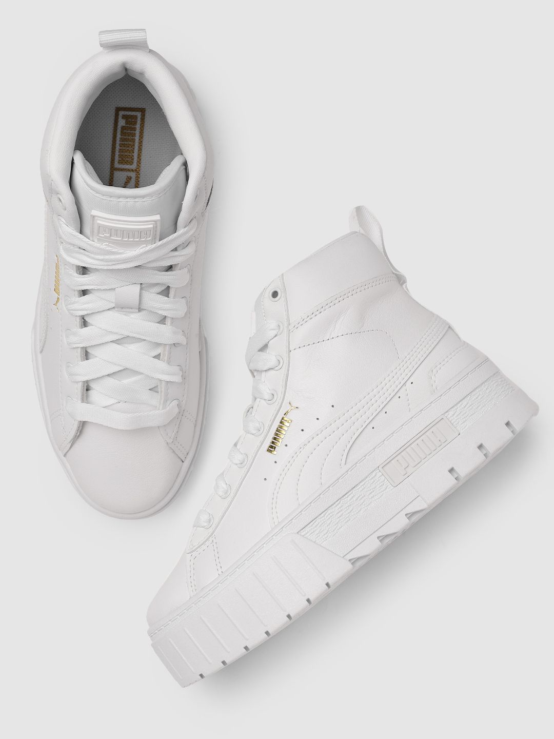 Puma Women White Mayze Mid Leather Sneakers Price in India
