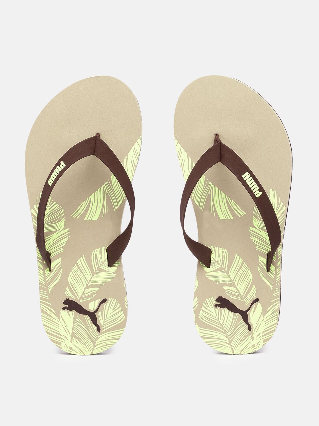 Puma Women Beige & Brown Flame Thong Flip-Flops