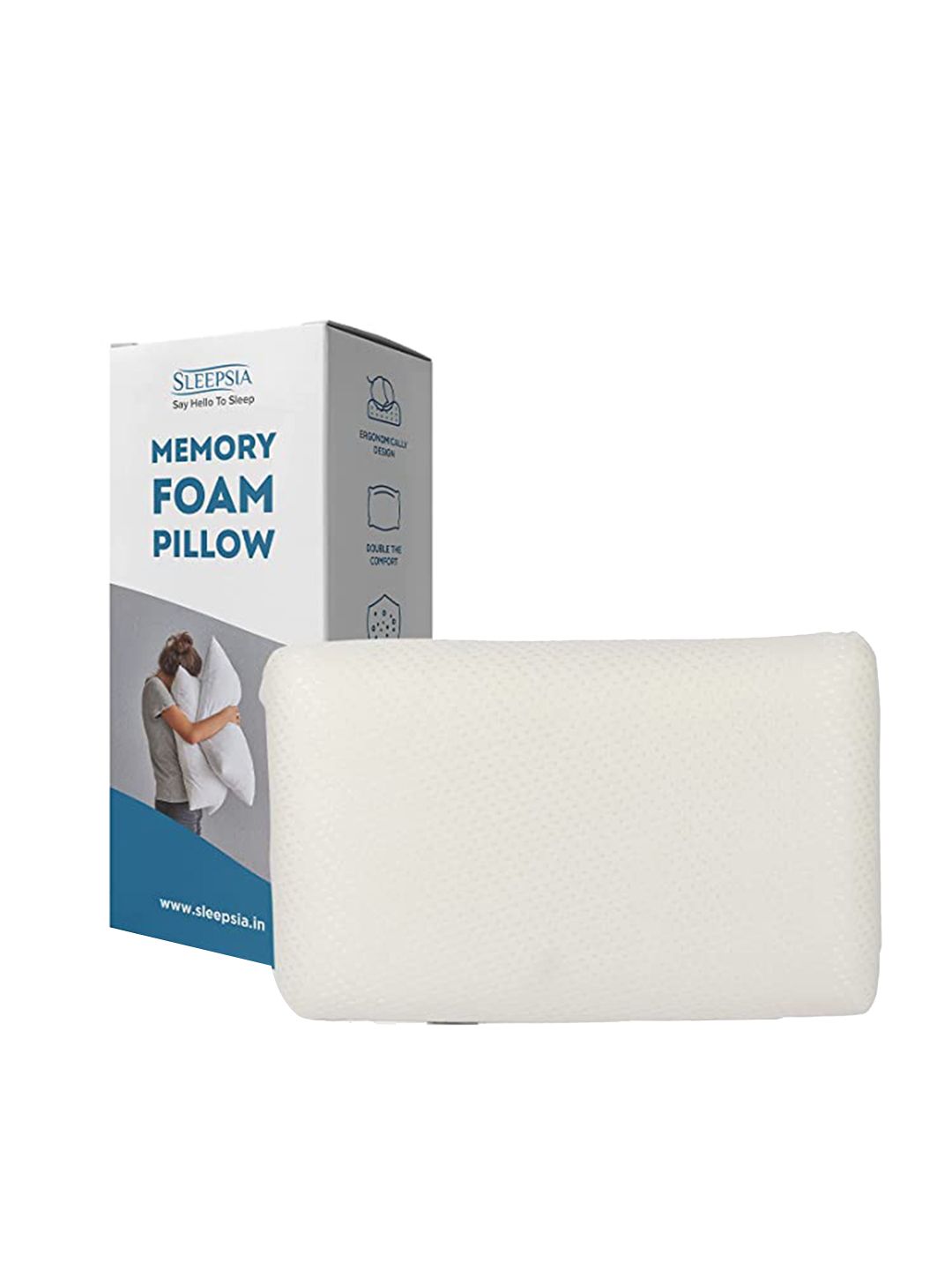 Sleepsia Set Of 2 White Solid Memory Foam Cervical Pillows Price in India