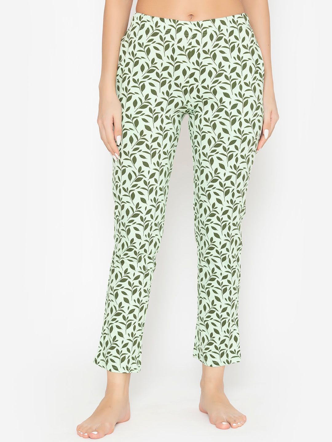 Vami Women Lime Green Cotton Printed Lounge Pants Price in India