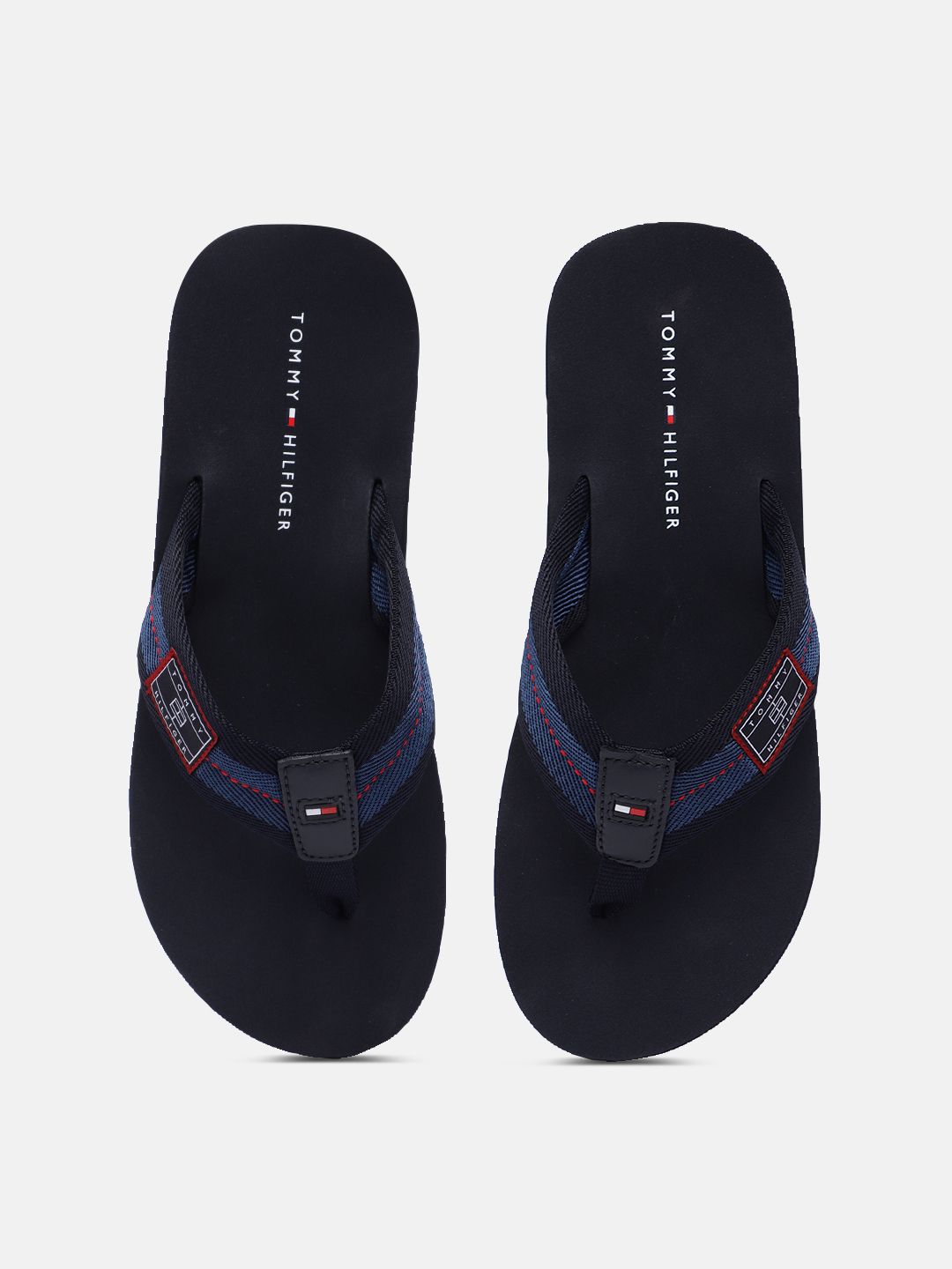 Tommy hilfiger navy blue flip best sale flops