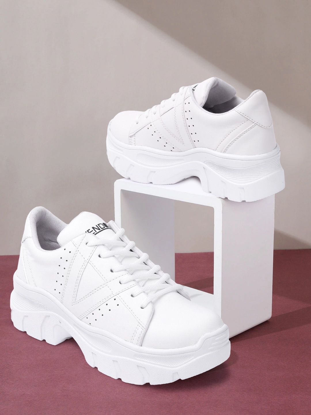 VENDOZ Women White Sneakers Price in India