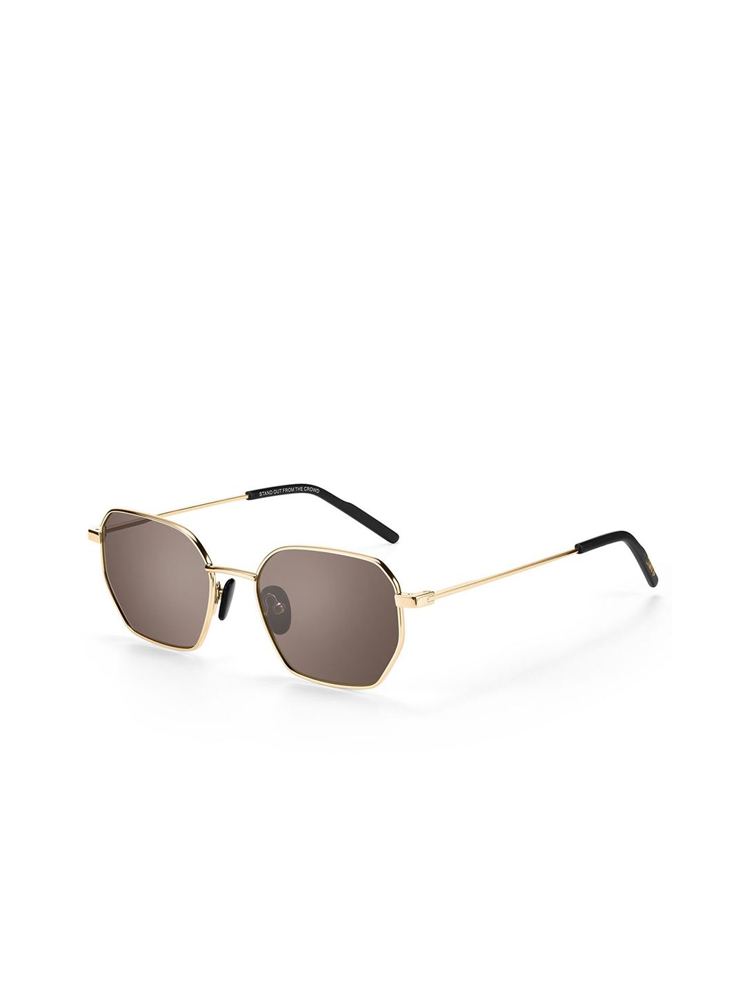 ZINVO Unisex Brown Lens & Gold-Toned Rectangle Sunglasses with UV Protected Lens Price in India