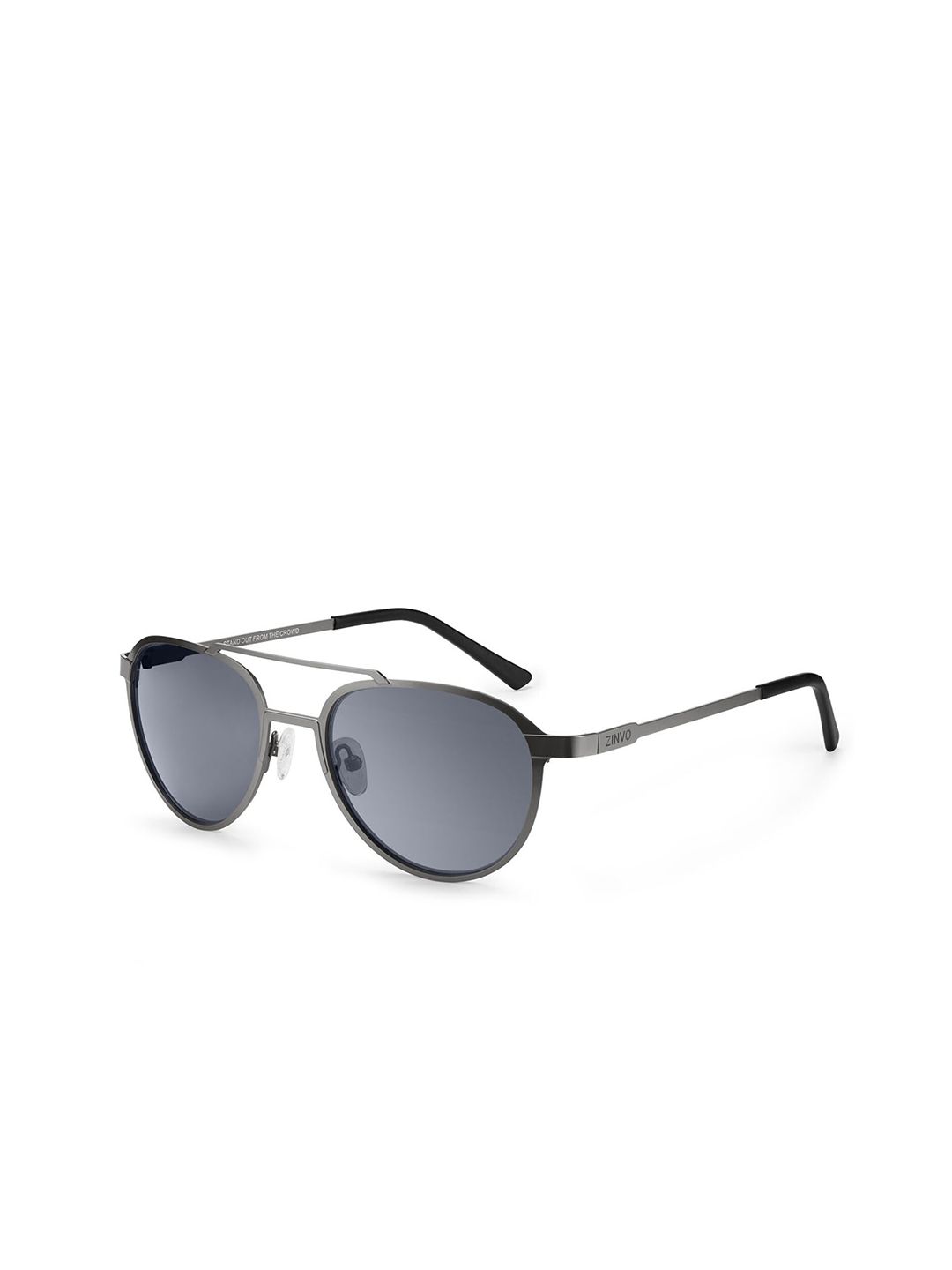 ZINVO Unisex Black Lens & Gunmetal-Toned Aviator Sunglasses with UV Protected Lens Price in India