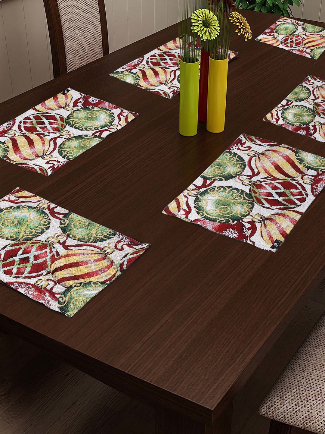 Arrabi 6 Pieces Multi Colored Printed Table Placemat Set Price in India