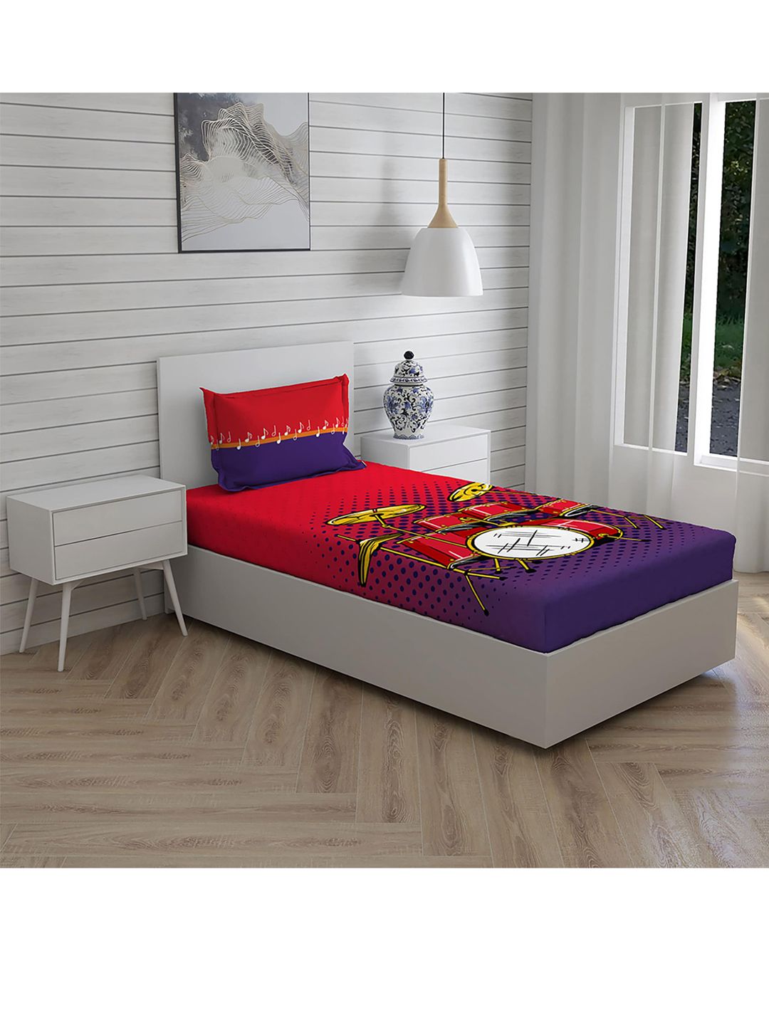 Boutique Living India Red Printed Pure Cotton Single Bedding Set Price in India