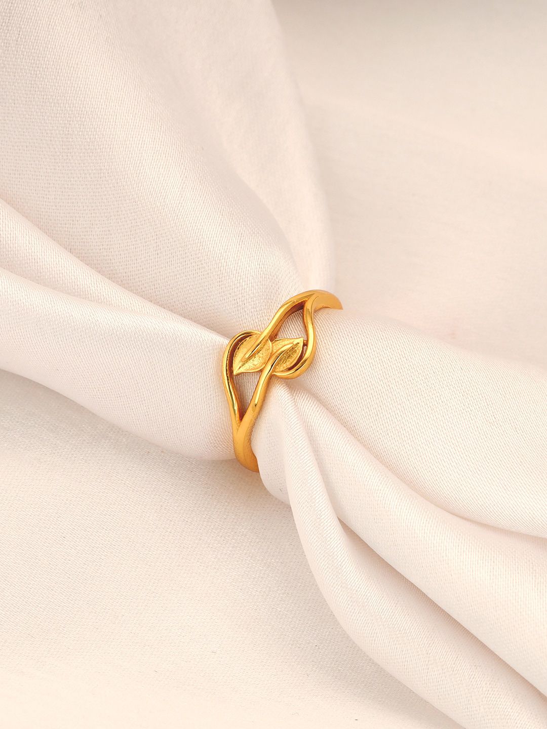 GIVA Gold-Plated Leaf In My Heart Finger Ring Price in India