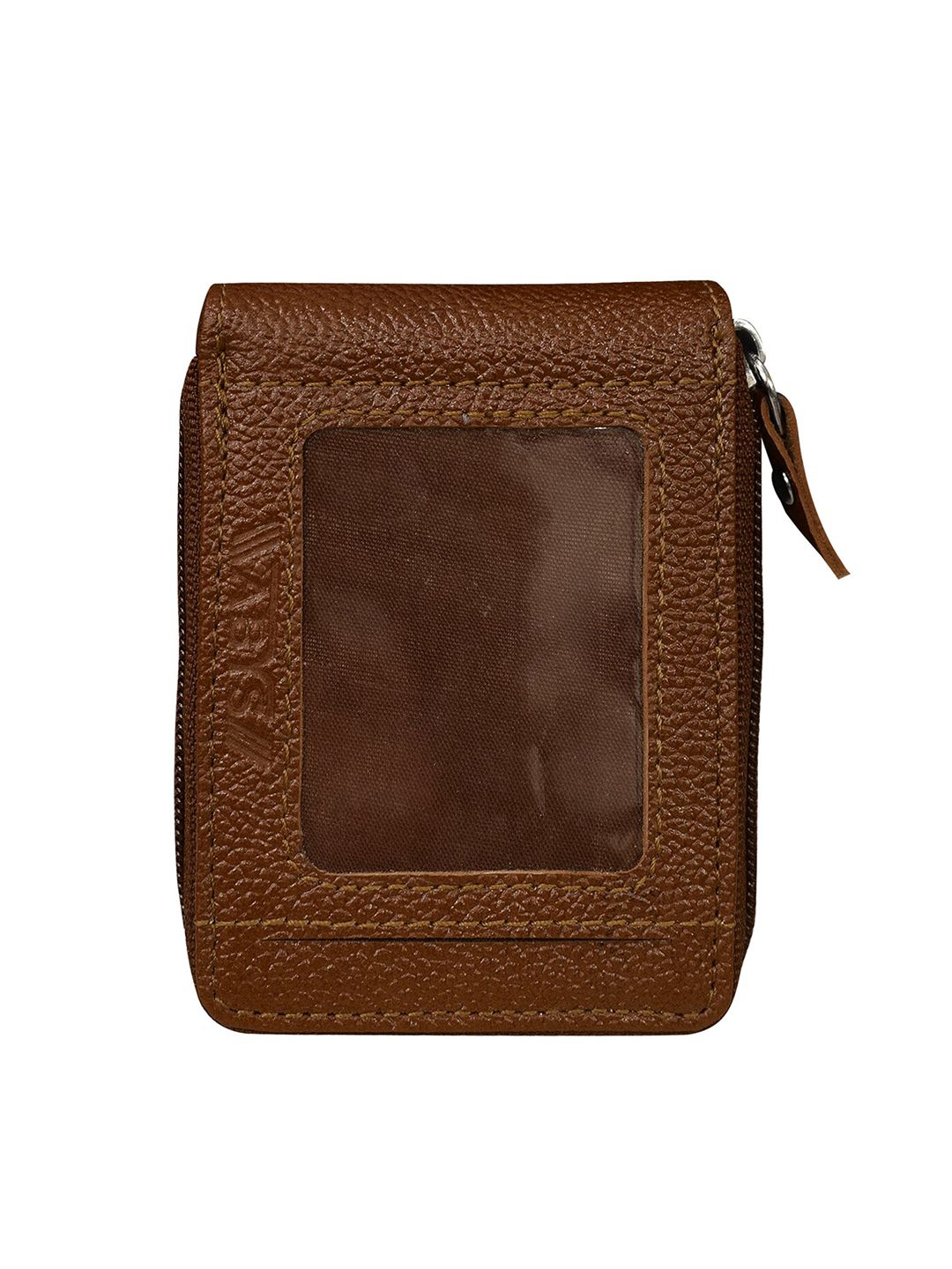 ABYS Unisex Tan Textured Leather Zip Around Wallet Price in India