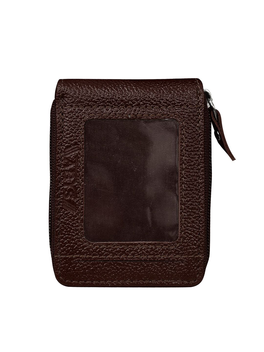 ABYS Unisex Coffee Brown Textured Leather Zip Around Wallet Price in India