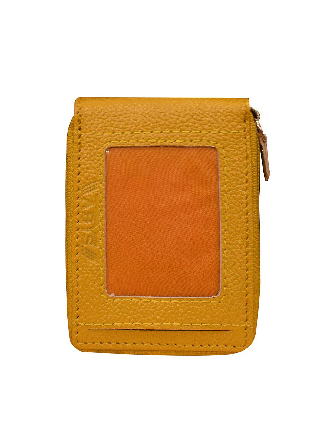 ABYS Unisex Yellow & Brown Textured Leather Zip Around Wallet Price in India