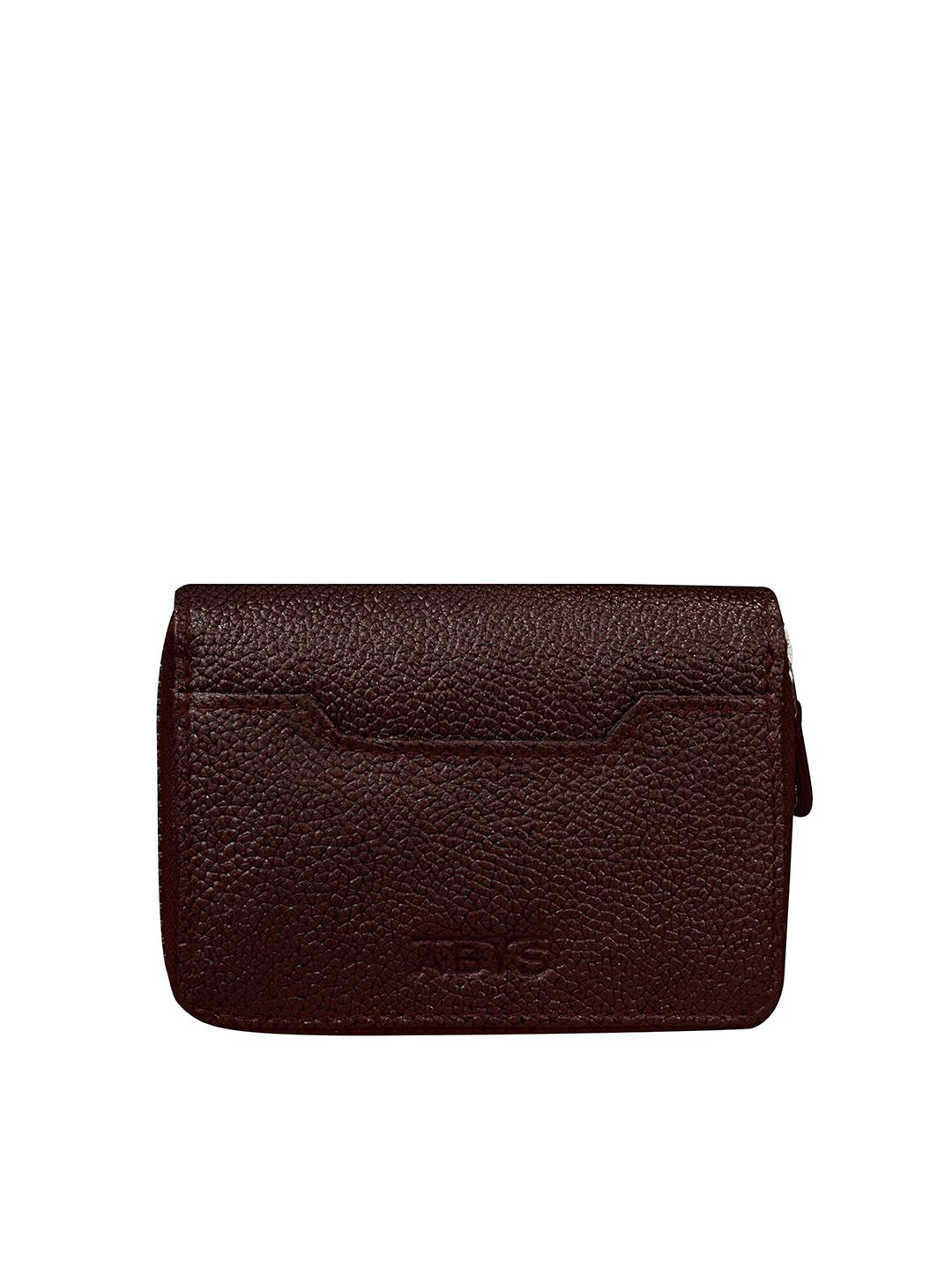 ABYS Unisex Brown Textured Leather Zip Around Wallet Price in India