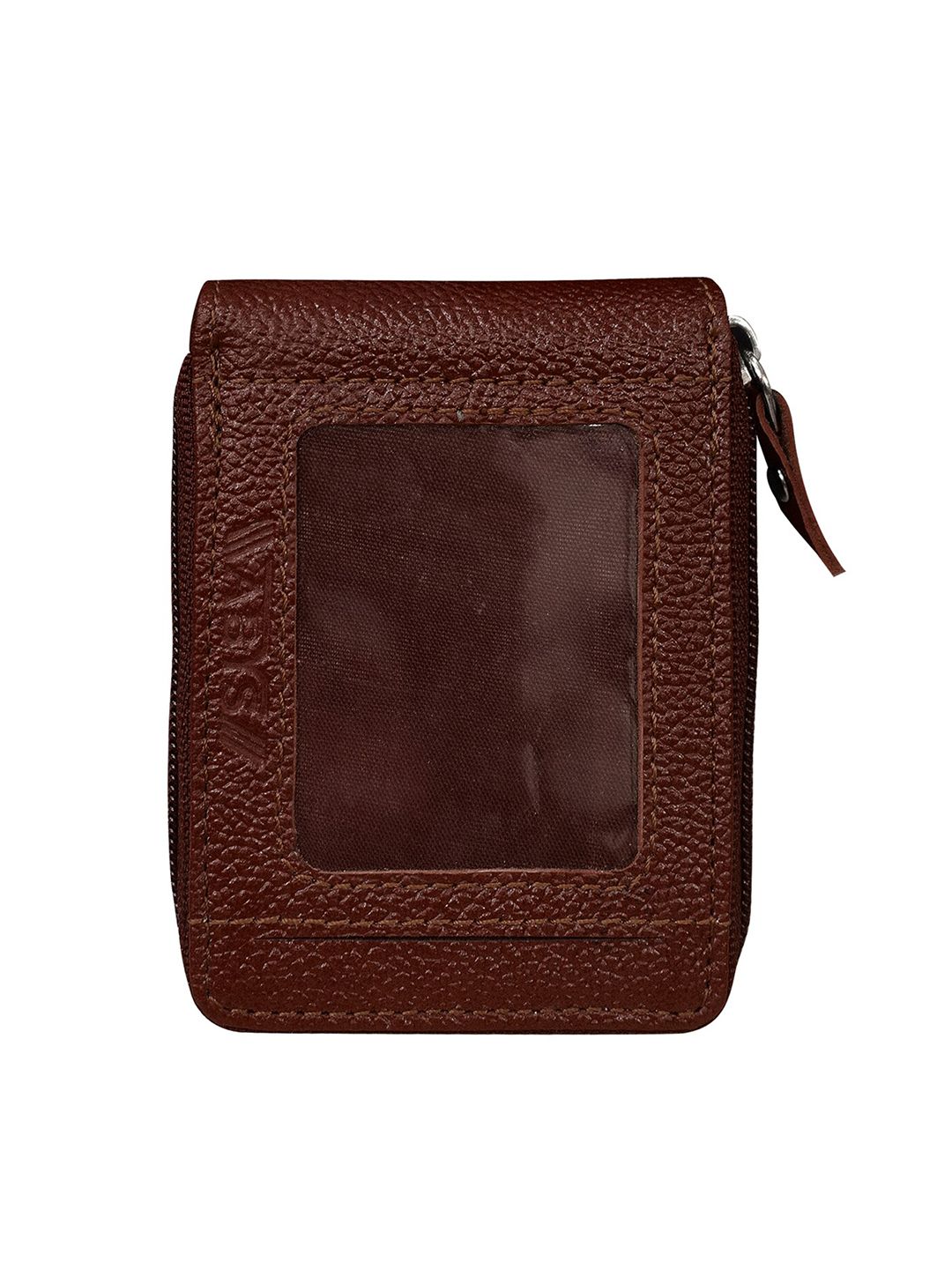 ABYS Unisex Brown Textured Leather Zip Around Wallet Price in India