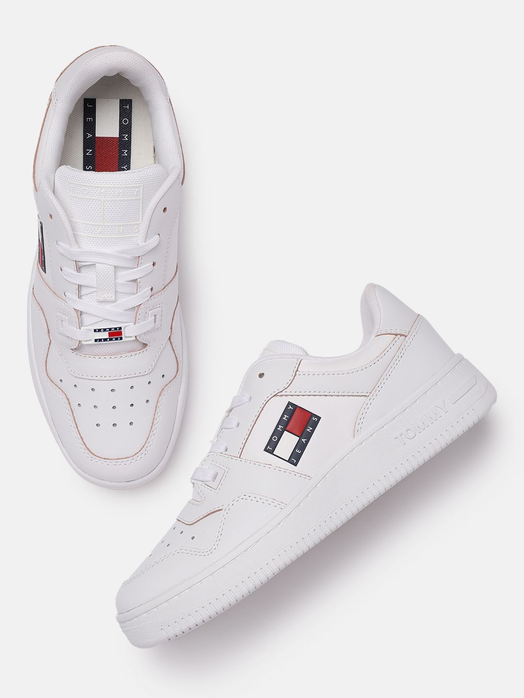 Tommy Hilfiger Women White Leather Sneakers Price in India