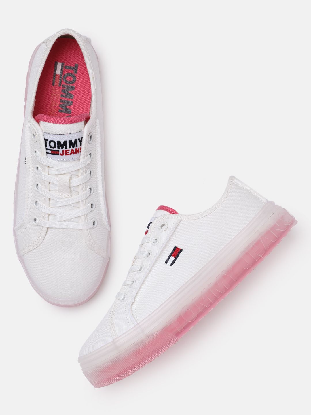 Tommy Hilfiger Women White Solid Sneakers Price in India