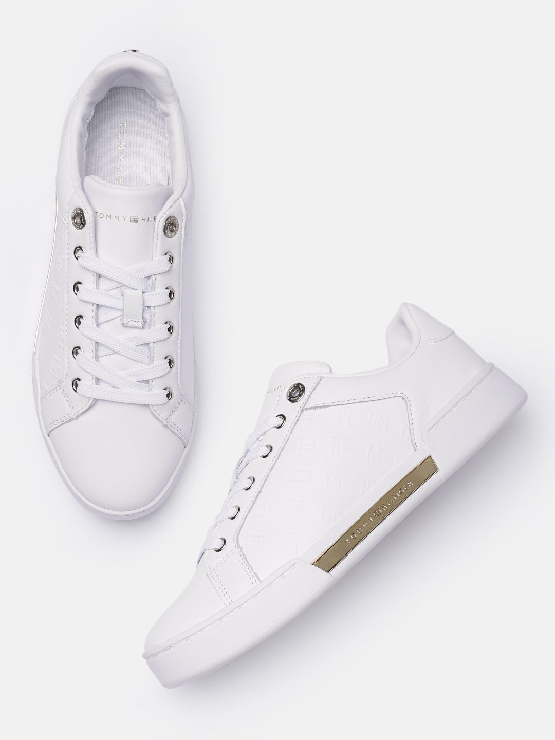 Tommy Hilfiger Women White Solid Sneakers Price in India