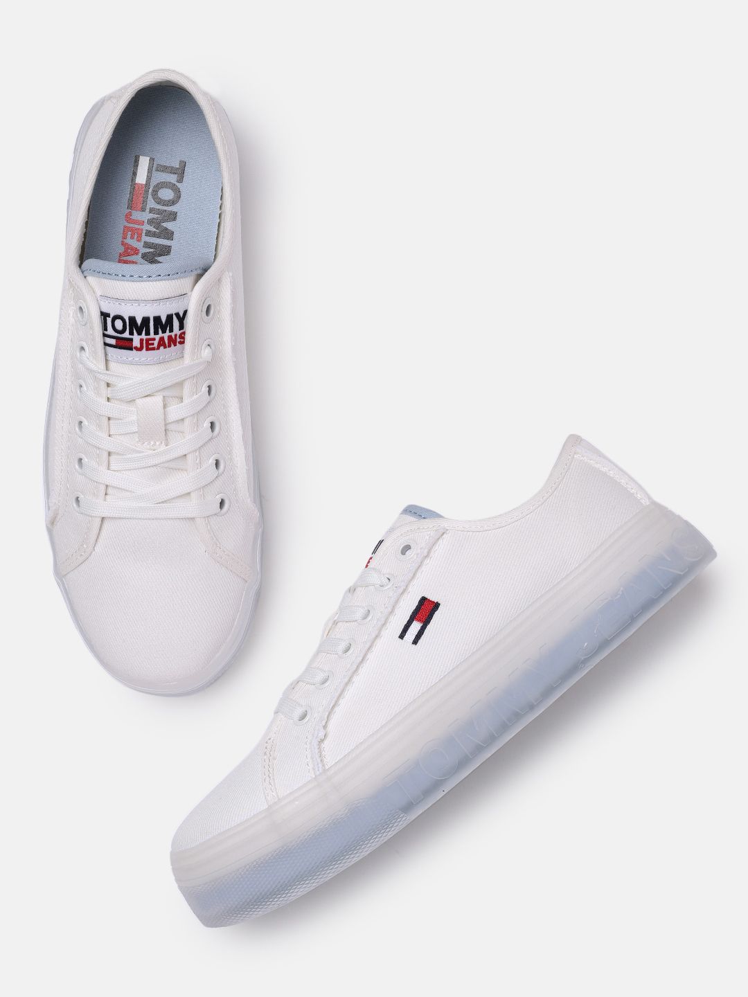 Tommy Hilfiger Women Solid White Sneakers Price in India