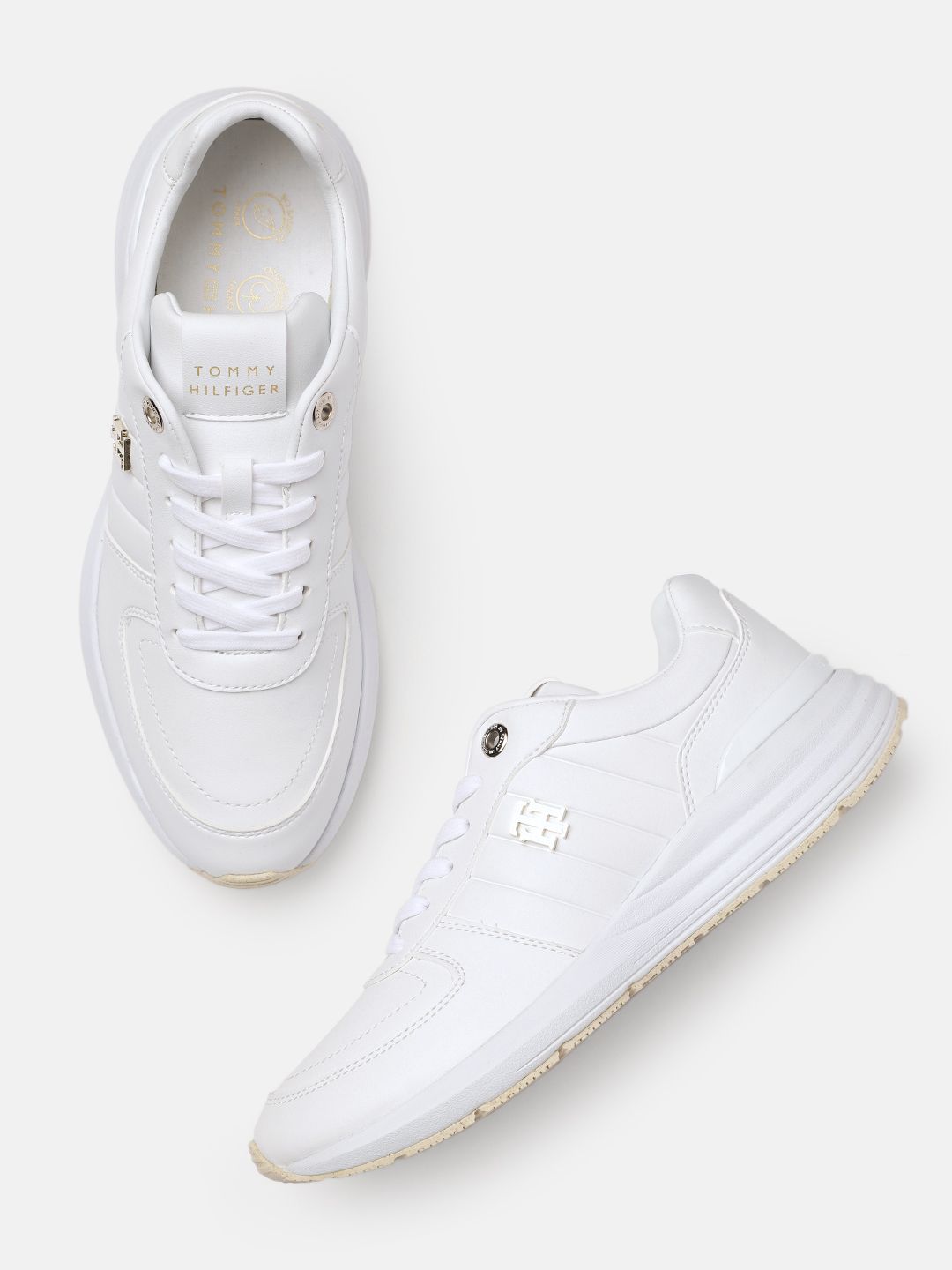 Tommy Hilfiger Women White Solid Sneakers Price in India