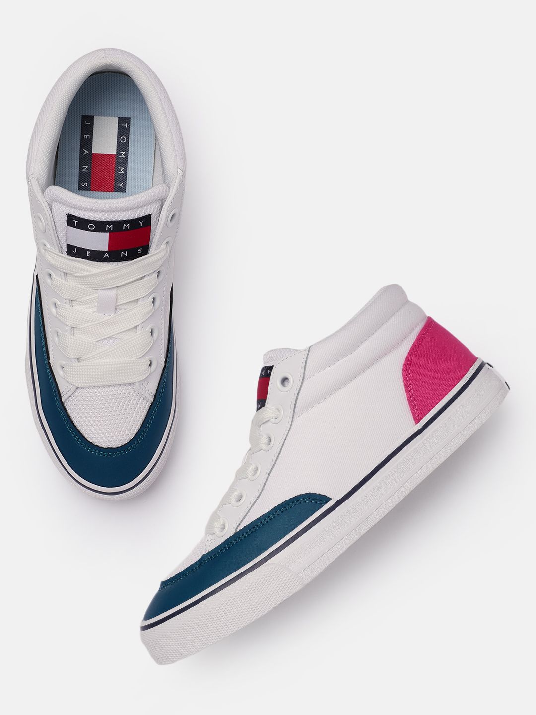 Tommy Hilfiger Women White Colourblocked Sneakers Price in India