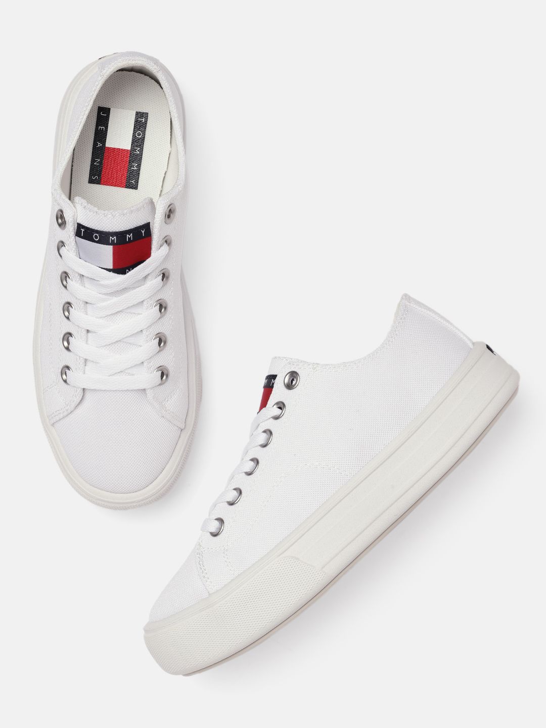 Tommy Hilfiger Women White Solid Sneakers Price in India