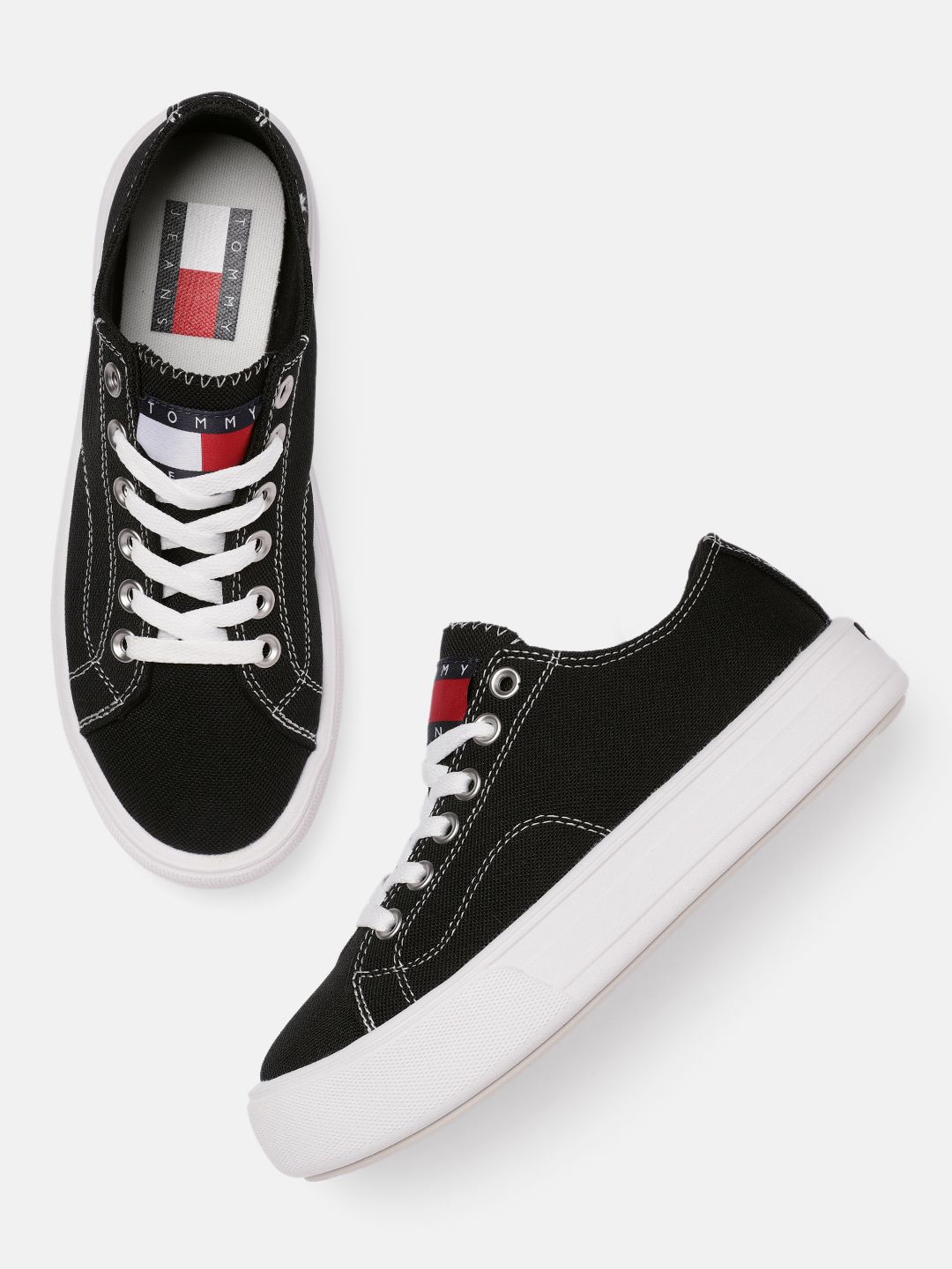 Tommy Hilfiger Women Black Solid Sneakers Price in India