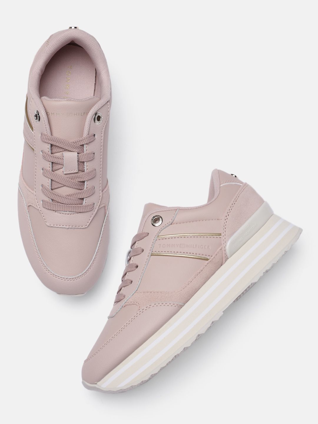Tommy Hilfiger Women Pink Leather Sneakers Price in India