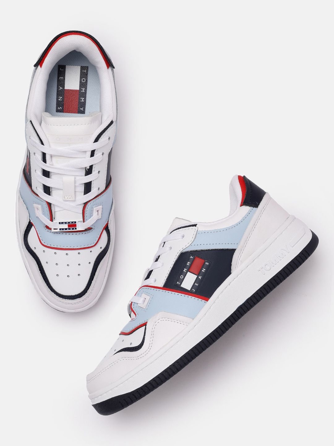 Tommy Hilfiger Women White Perforations Leather Regular Sneakers Price in India