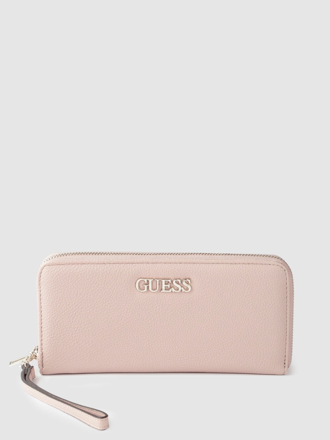 GUESS Women Beige Solid Zip Around Wallet Price in India