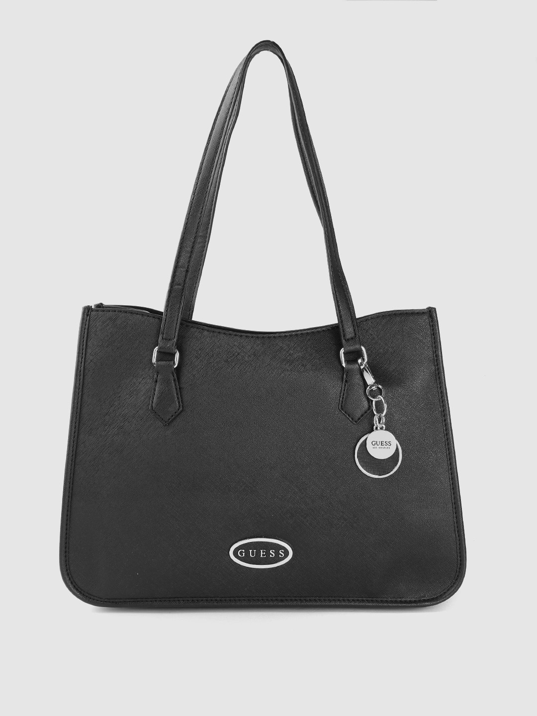 GUESS Women Black Solid Structured Shoulder Bag Price in India