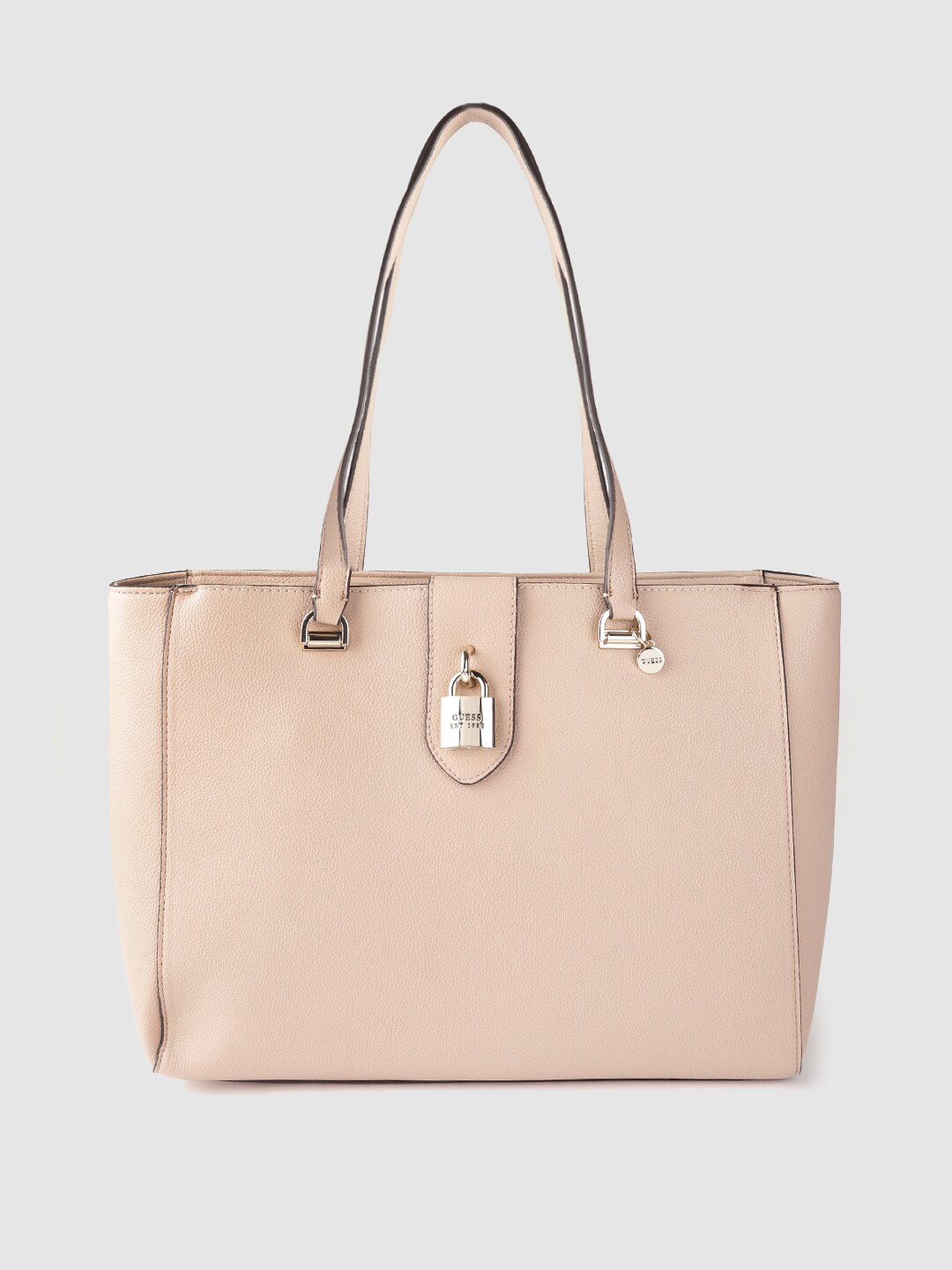 GUESS Pink Solid Structured Shoulder Bag with Pouch Price in India