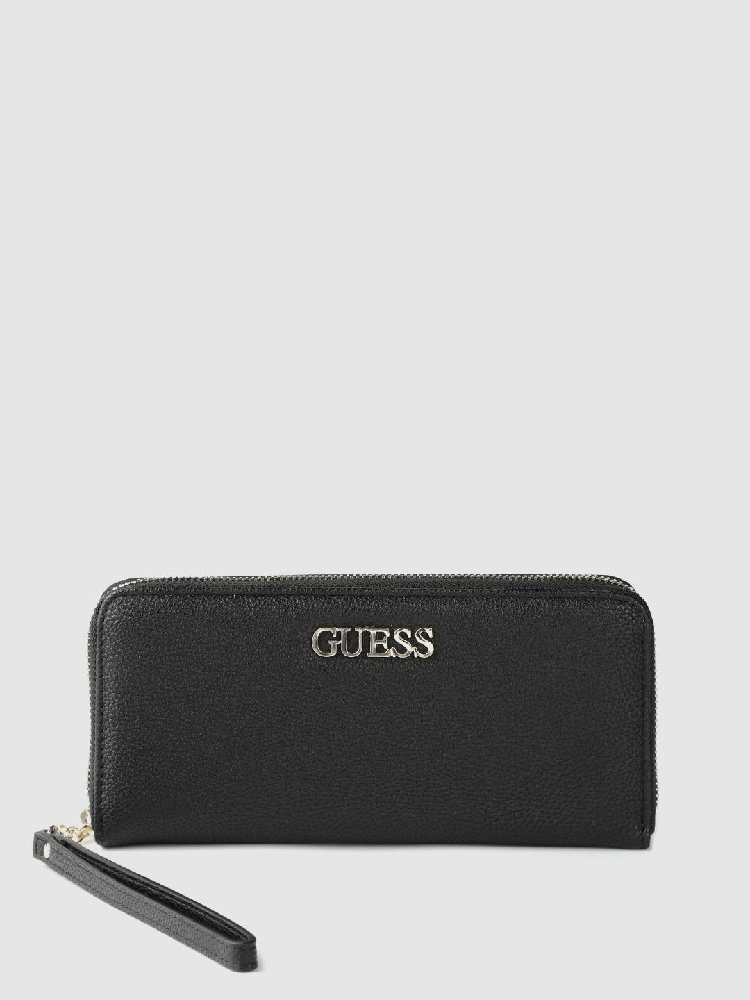 GUESS Women Black Solid Zip Around Wallet Price in India