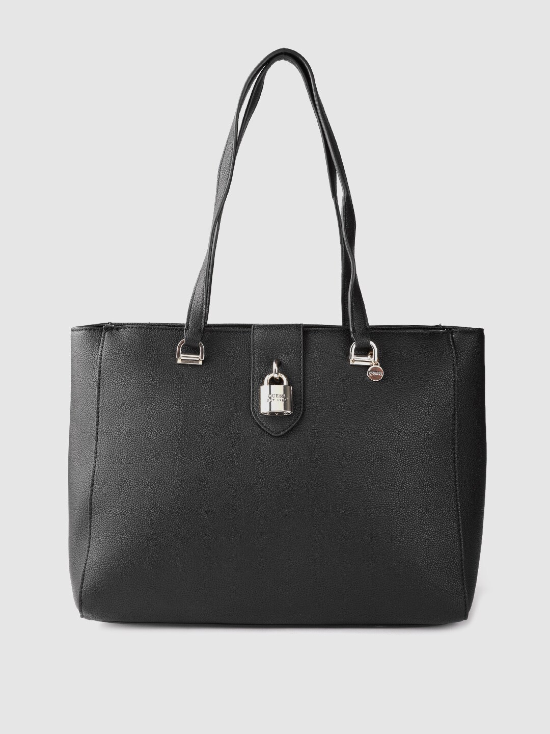 GUESS Women Black Solid Structured Shoulder Bag Price in India