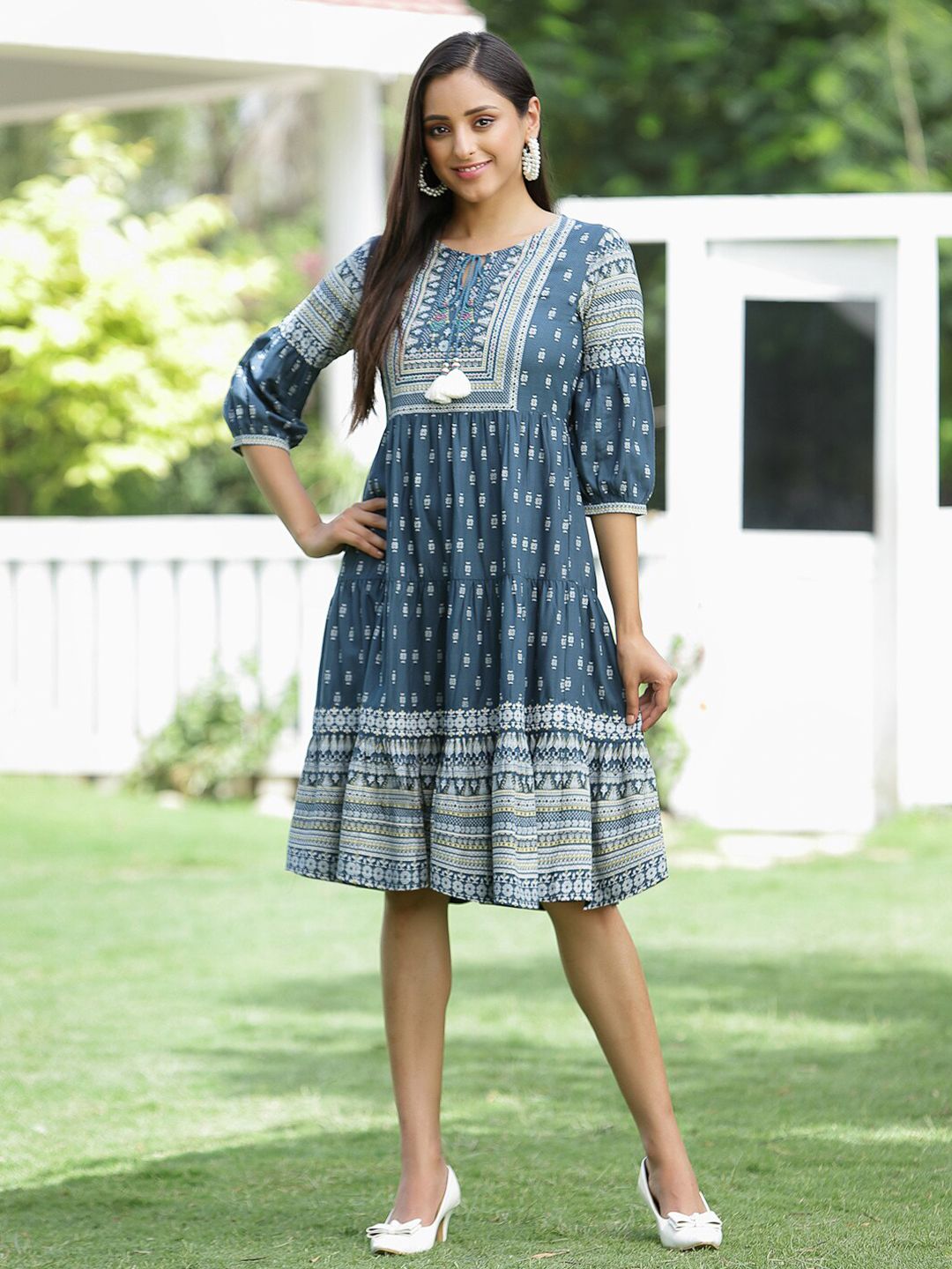 Juniper Blue Ethnic A-Line Dress Price in India