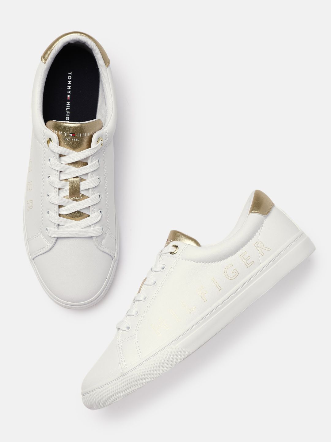 Tommy Hilfiger Women White Printed Sneakers Price in India