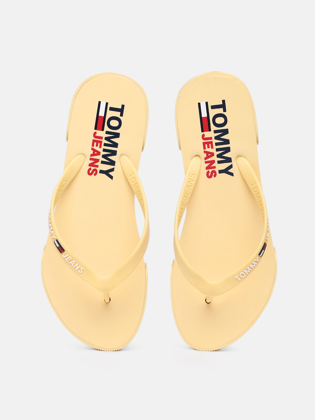 Tommy Hilfiger Women Yellow Brand Logo Printed Thong Flip-Flops Price in India