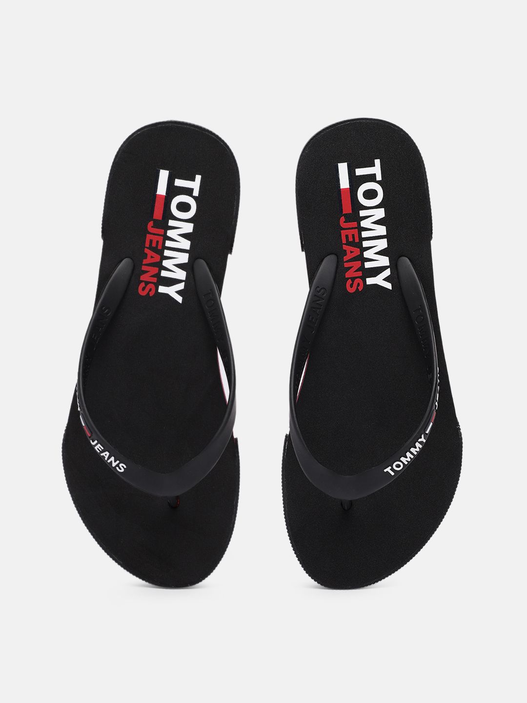 Tommy Hilfiger Women Black Brand Logo Printed Thong Flip-Flops Price in India