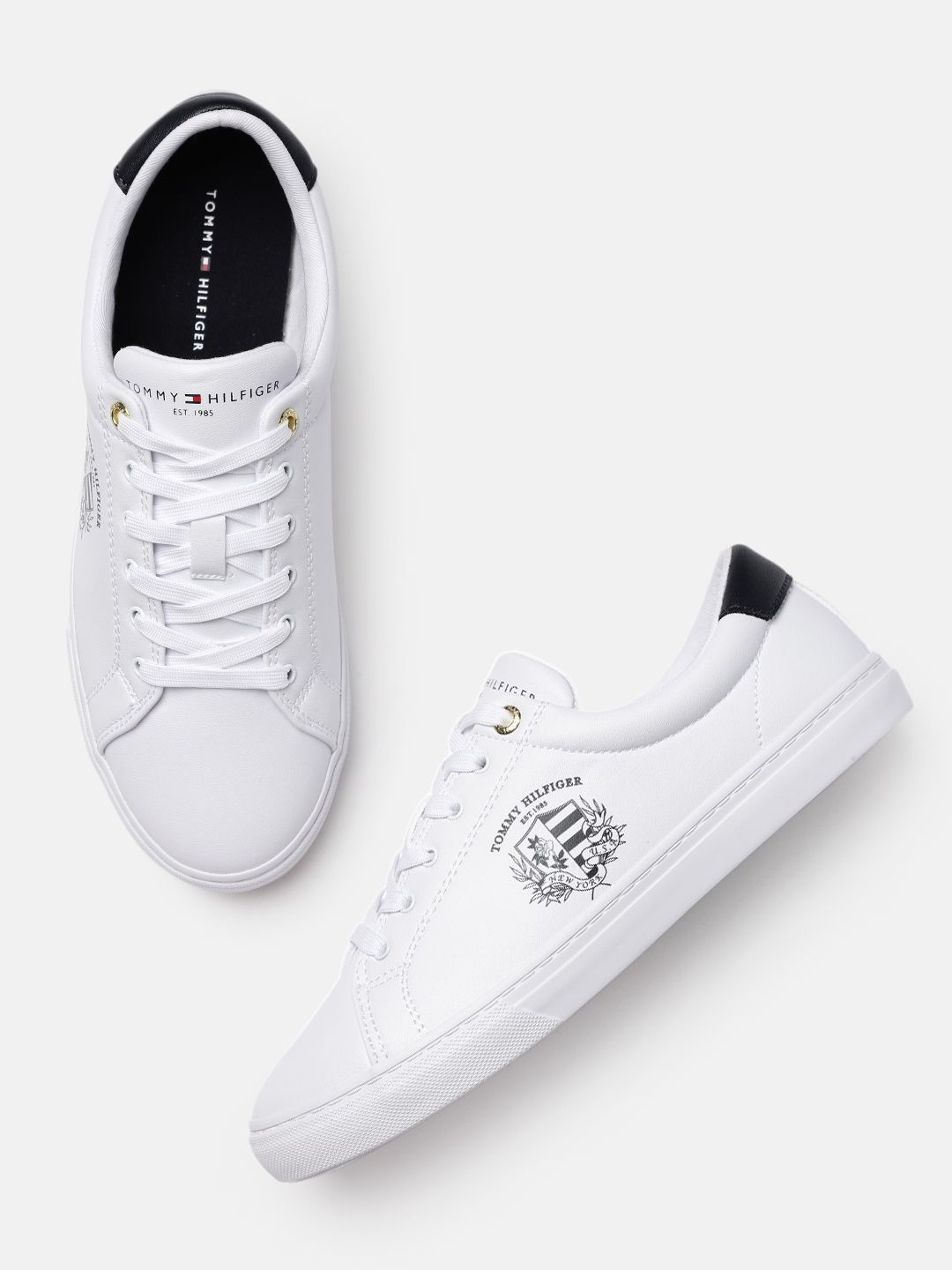 Tommy Hilfiger Women White Solid Regular Sneakers with Brand Logo Print Detail Price in India