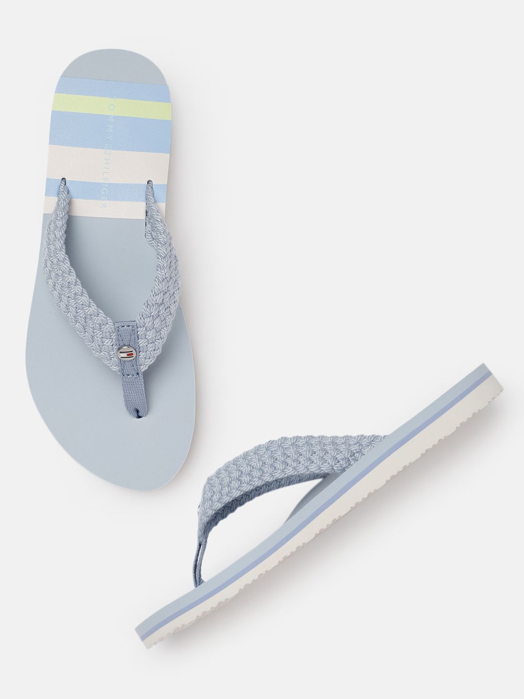 Tommy Hilfiger Women Blue Solid Thong Flip-Flops Price in India