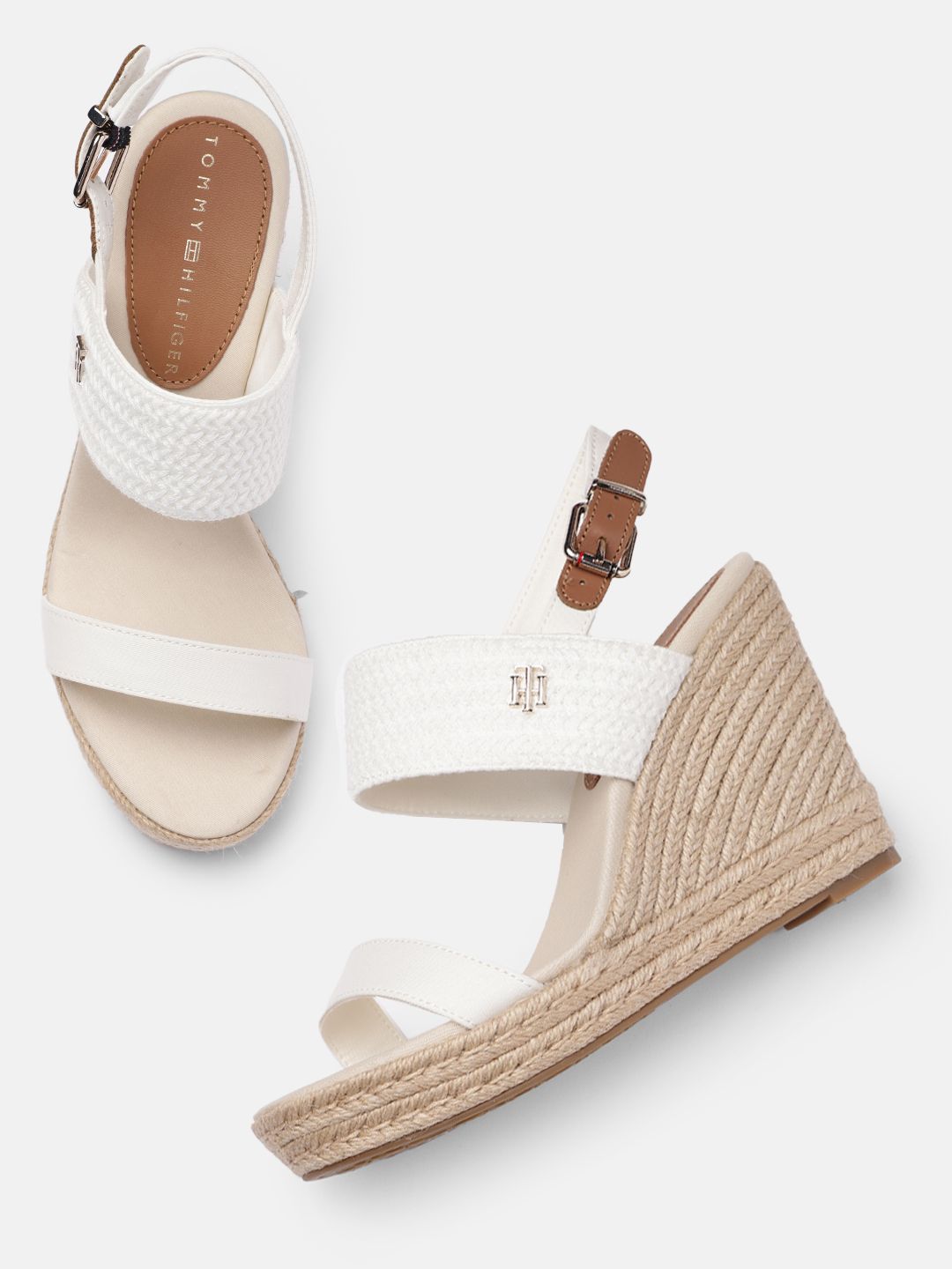 Tommy Hilfiger White Open Toe Wedges Price in India