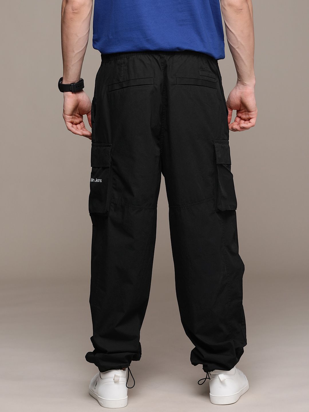 Buy Calvin Klein Jeans Men Black Loose Fit Cargo Trousers