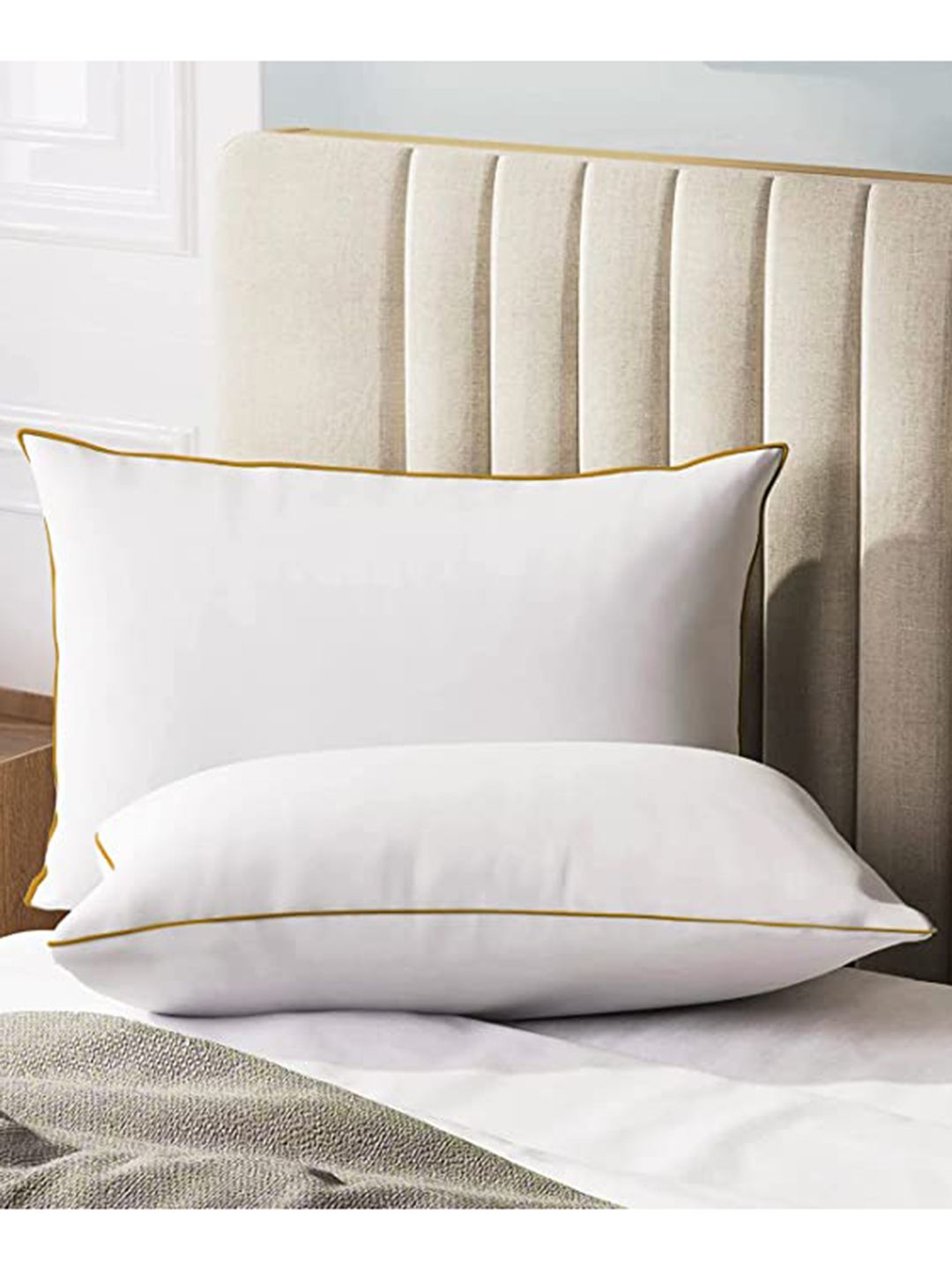 Sleepsia Set Of 2 White Solid Cotton Pillows Price in India