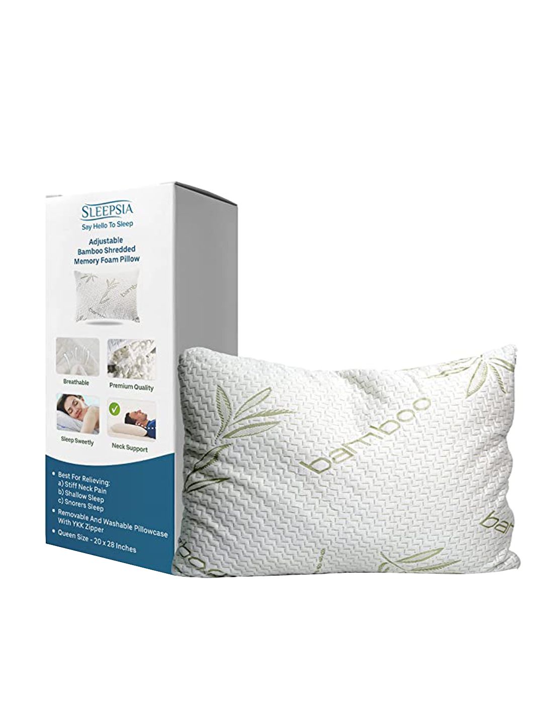 Sleepsia Adjustable Bamboo Shredded Memory Foam Pillow Price in India