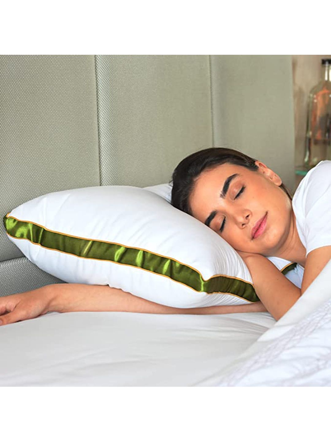 Sleepsia White Solid Cotton Pillow Price in India