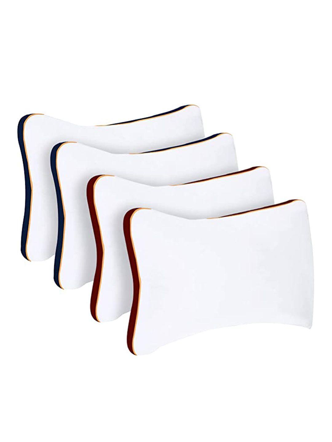 Sleepsia Set Of 4 White & Blue Solid Cotton Pillows Price in India