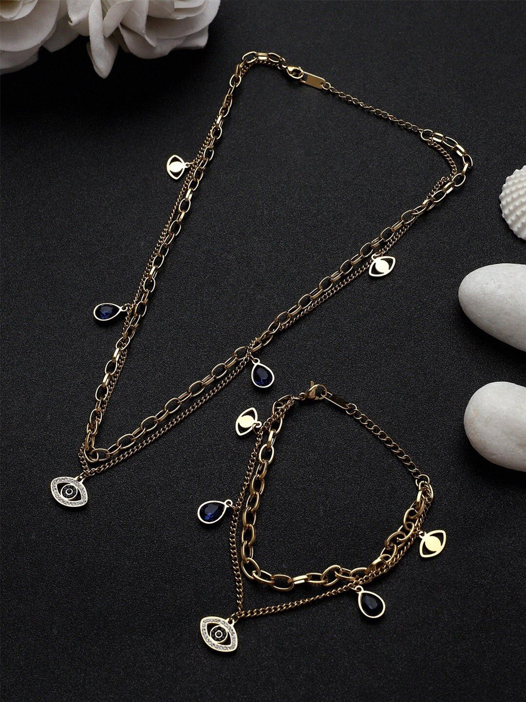 Mali Fionna Gold-Toned & Silver-Toned Chain Price in India